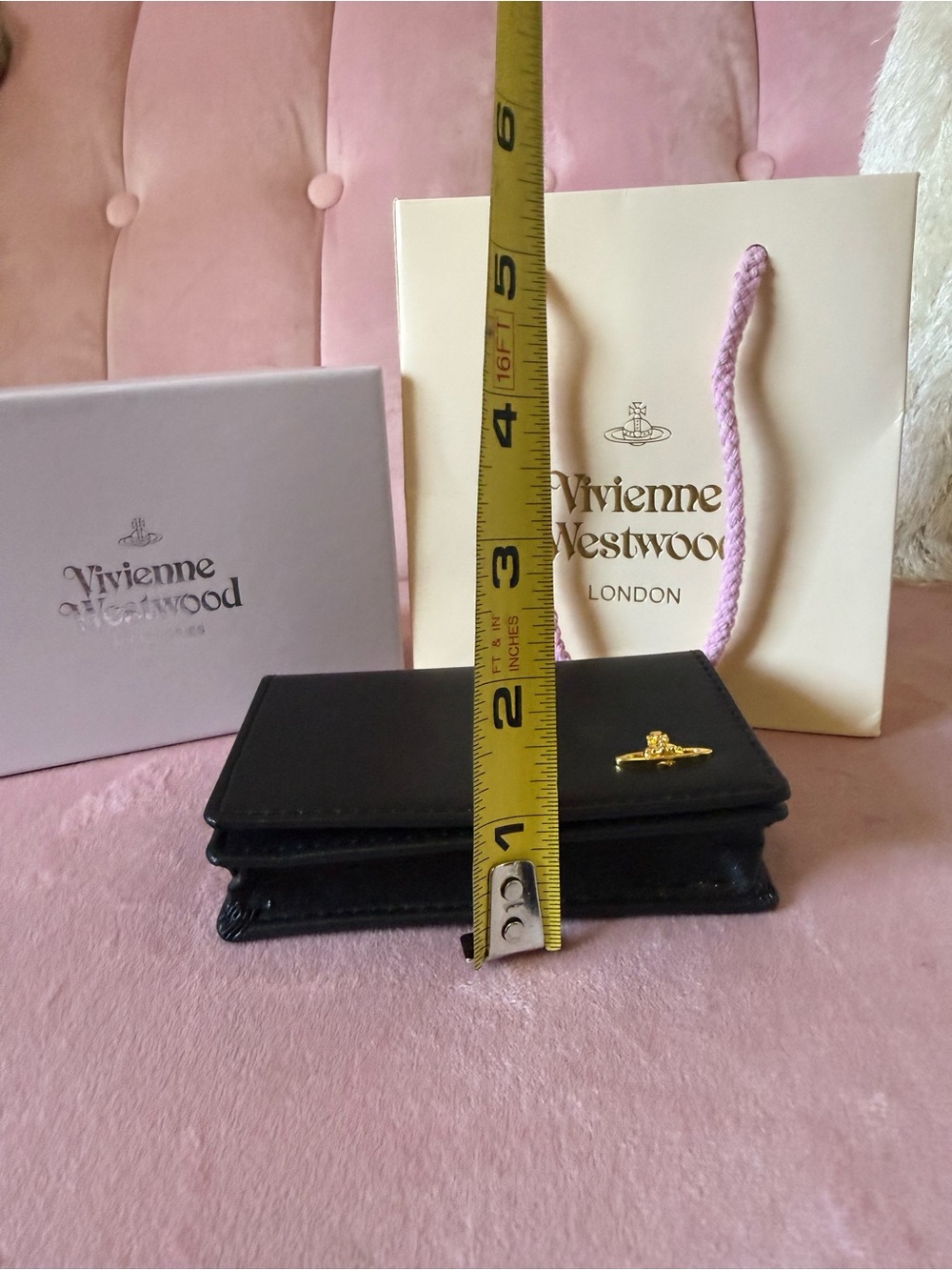 ๐ฏ Auth! Vivienne Westwood Black Leather Card & Key Holder with Gold Orb. BNWT! - Picture 13 of 15